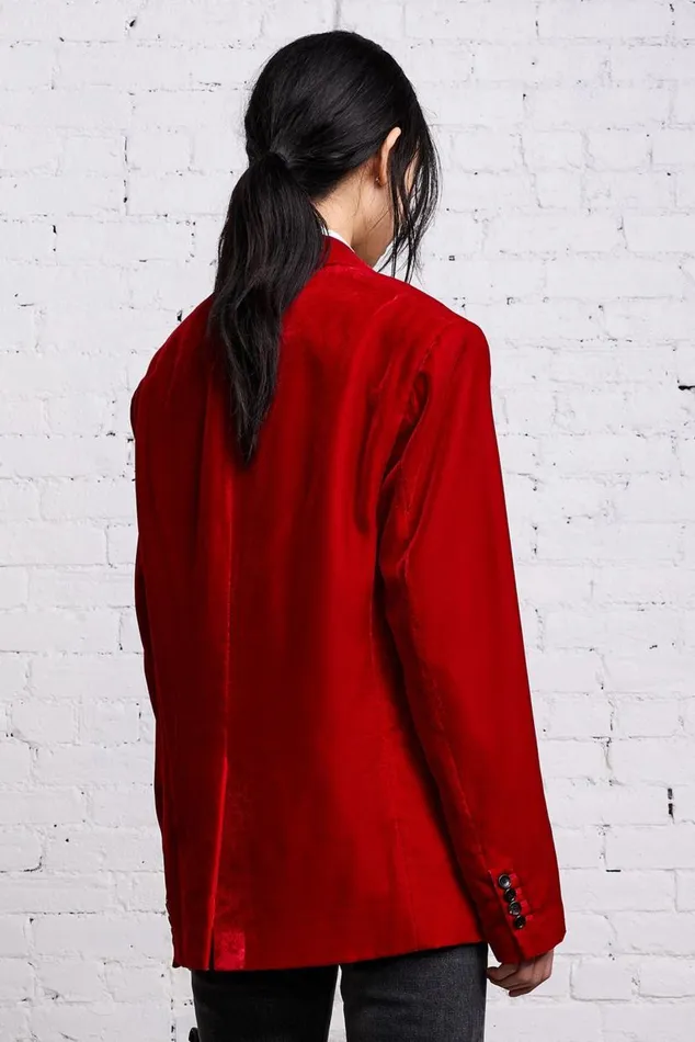 OVERSIZED RAGGED BLAZER 8211 RED VELVET Women R13 Tops