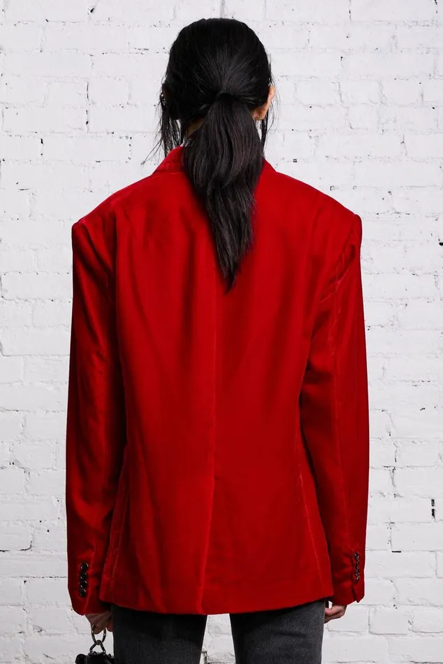 OVERSIZED RAGGED BLAZER 8211 RED VELVET Women R13 Tops