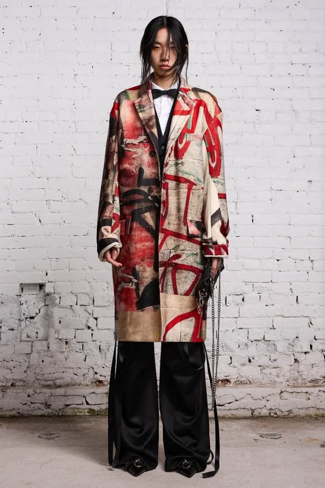 OVERSIZED RAGGED COAT 8211 GRUNGE MURAL Women R13 Jackets and Coats