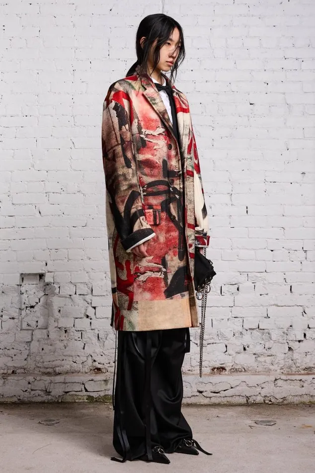 OVERSIZED RAGGED COAT 8211 GRUNGE MURAL Women R13 Jackets and Coats