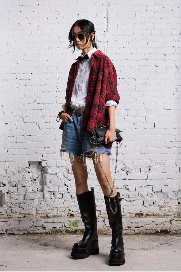 OVERSIZED RELAXED SHIRT 8211 RED AND BLACK Women R13 Tops