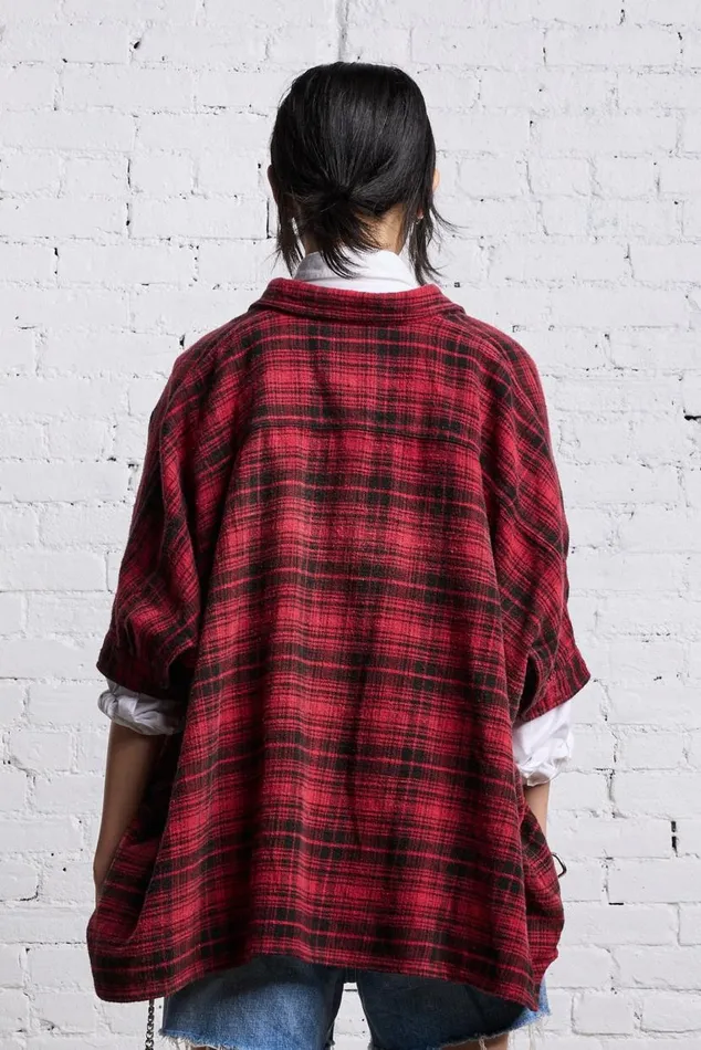 OVERSIZED RELAXED SHIRT 8211 RED AND BLACK Women R13 Tops