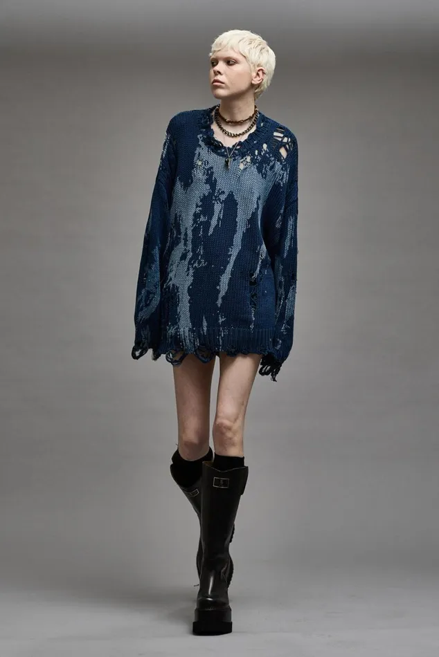 OVERSIZED SWEATER 8211 BLUE SPLATTER Women R13 Sweaters