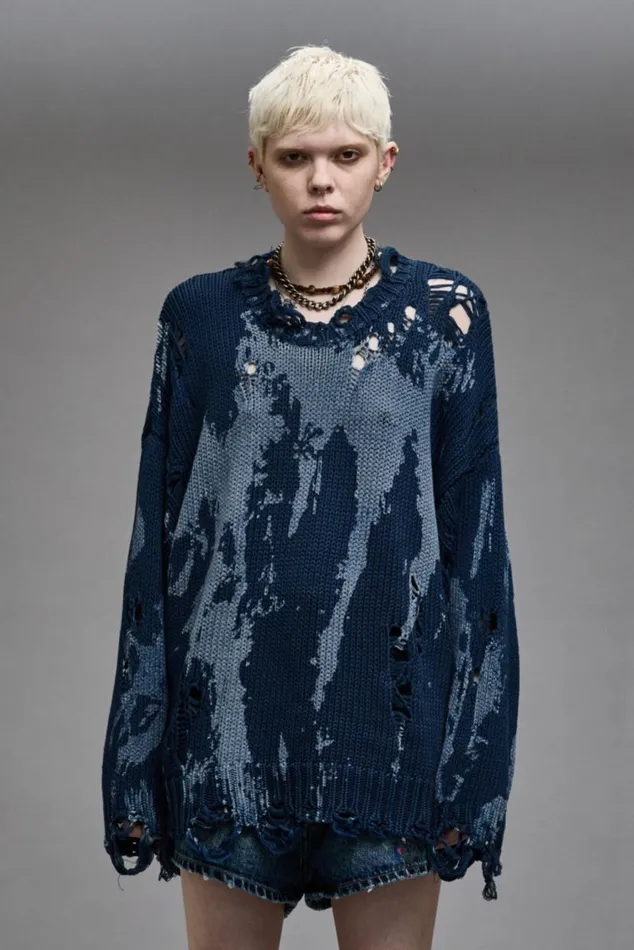 OVERSIZED SWEATER 8211 BLUE SPLATTER Women R13 Sweaters