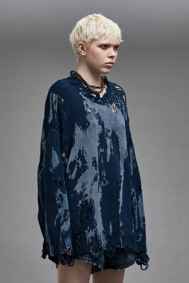 OVERSIZED SWEATER 8211 BLUE SPLATTER Women R13 Sweaters