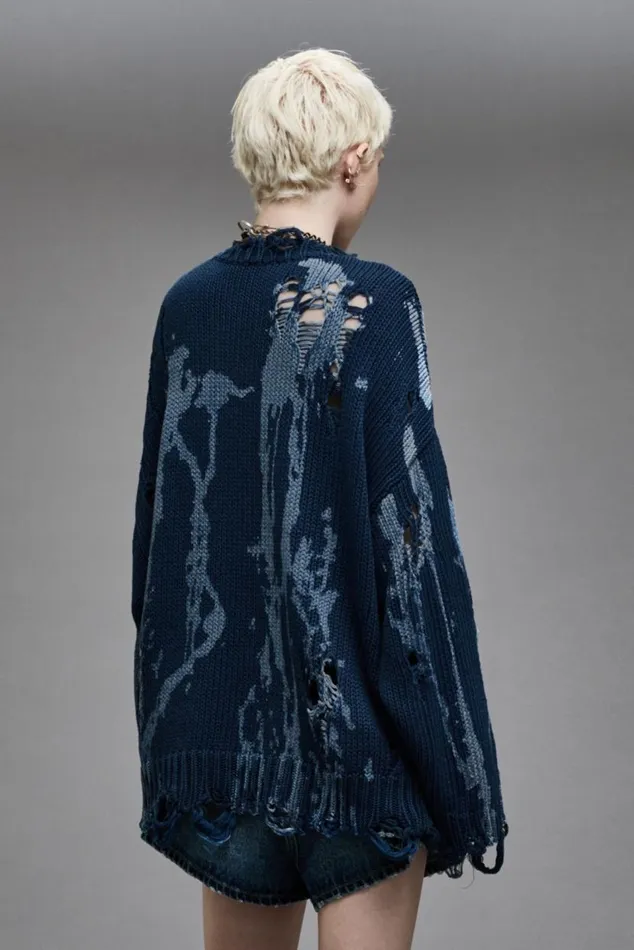 OVERSIZED SWEATER 8211 BLUE SPLATTER Women R13 Sweaters