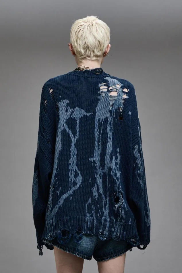 OVERSIZED SWEATER 8211 BLUE SPLATTER Women R13 Sweaters