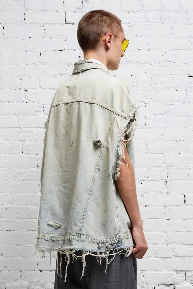 OVERSIZED TRUCKER VEST 8211 DENNIS BLUE Women R13 Tops