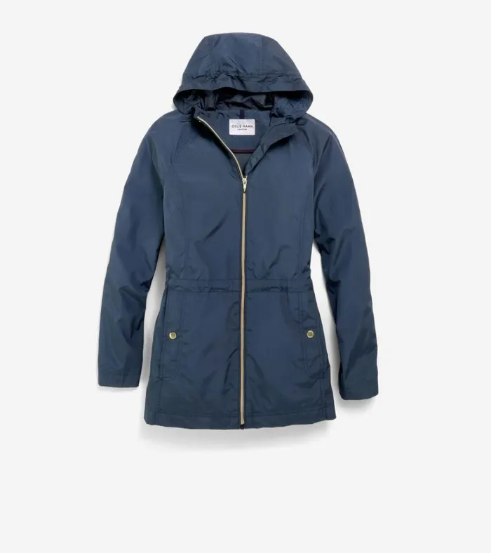 Packable Travel Rain Anorak Indigo Blue Women Cole Haan Rain Jackets