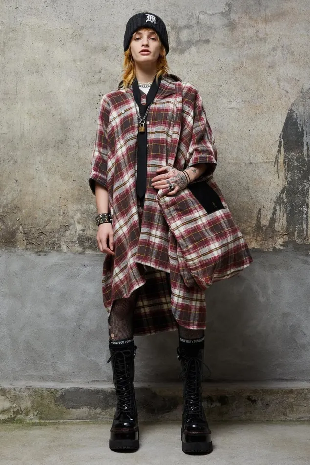 PLAID OVERSIZED BOXY SHIRTDRESS 8211 ECRUMAROON PLAID Women R13 Dresses and Skirts PLAID OVERSIZED BOXY SHIRTDRESS 8211 ECRUMAROON PLAID Women R13 Dresses and Skirts