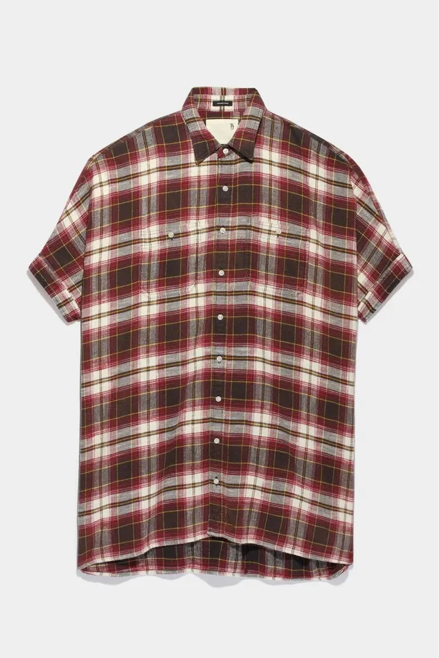 PLAID OVERSIZED BOXY SHIRTDRESS 8211 ECRUMAROON PLAID Women R13 Dresses and Skirts