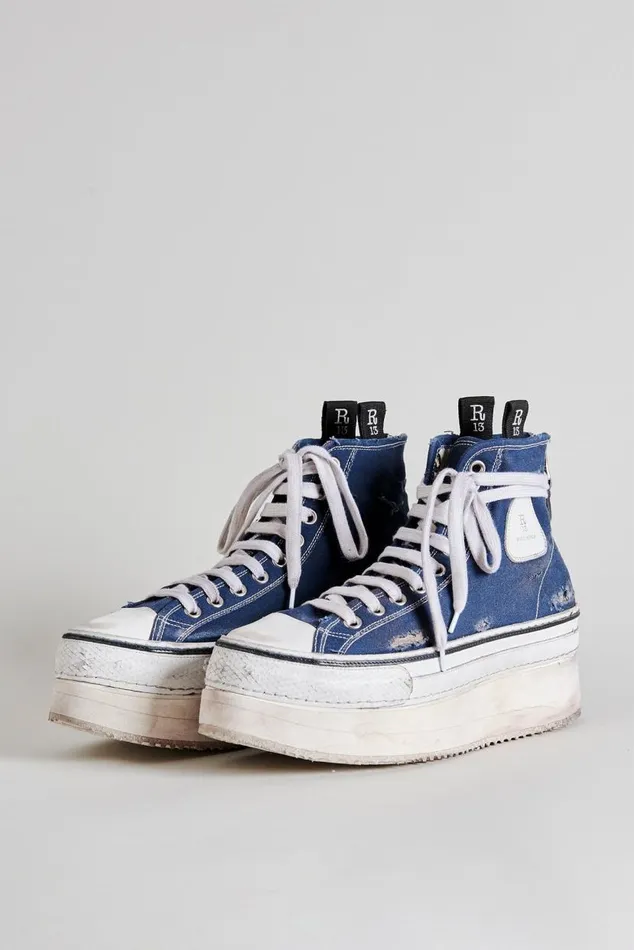 Platform High Top Sneakers 8211 Navy Women R13 Shoes