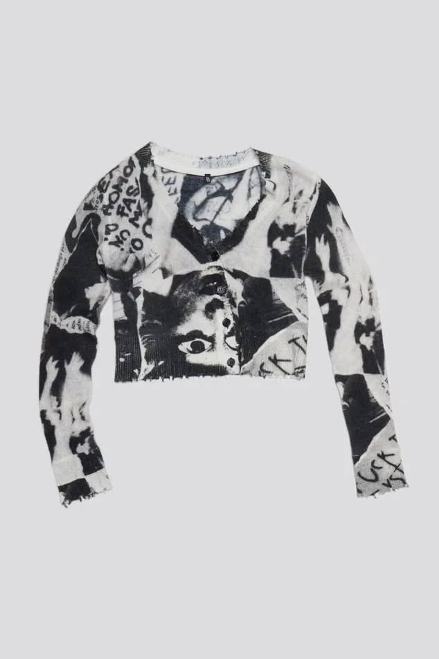 PRINTED BABY CARDIGAN 8211 NEWSPAPER Women R13 Sweaters