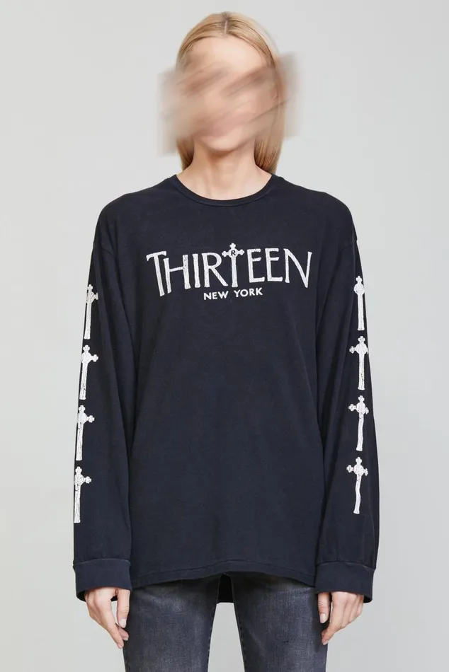 R THIRTEEN GOTHIC LONG SLEEVE TEE 8211 BLACK Women R13 TShirts