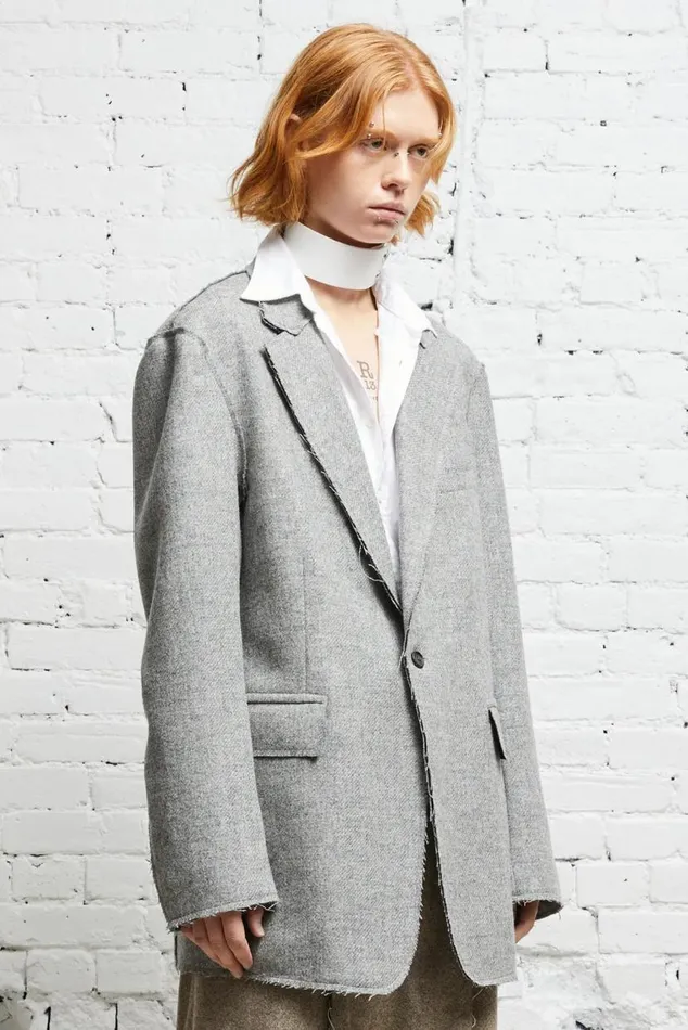 RAW CUT BLAZER 8211 LIGHT HEATHER GREY Women R13 Jackets and Coats