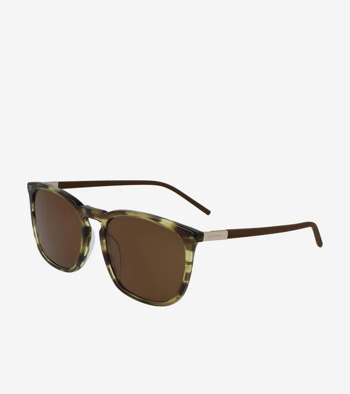 Rectangle Flex HornRimmed Sunglasses Blonde Horn MenWomen Cole Haan Sunglasses
