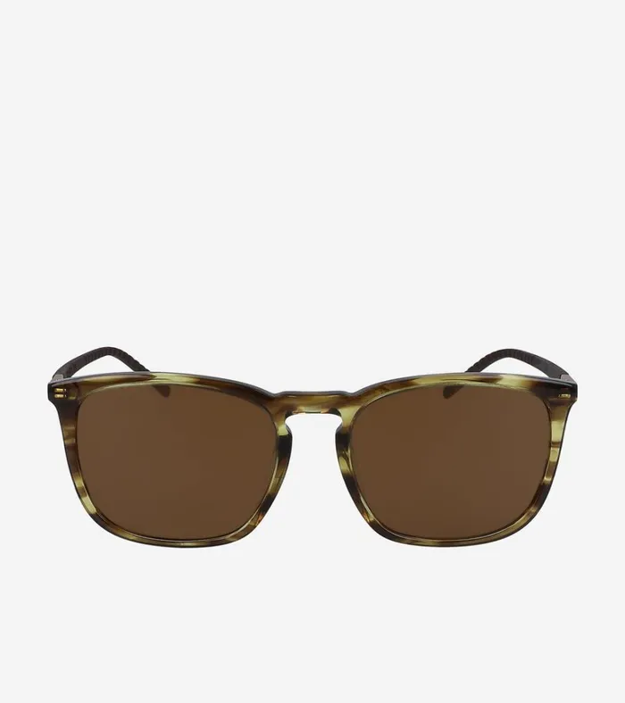 Rectangle Flex HornRimmed Sunglasses Blonde Horn MenWomen Cole Haan Sunglasses