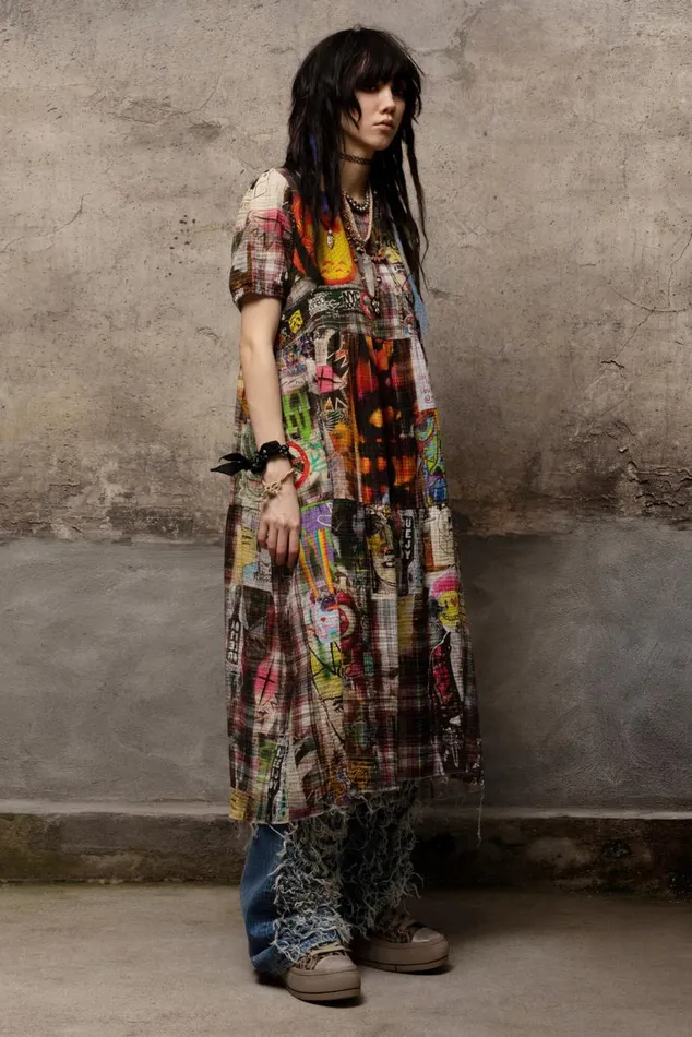 RELAXED MIDI 8211 GRAFFITI PLAID Women R13 Dresses and Skirts