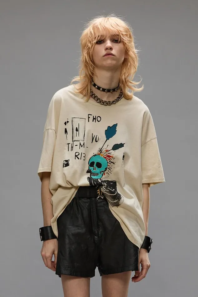 RELAXED PUNK SKETCH T 8211 NATURAL Women R13 TShirts
