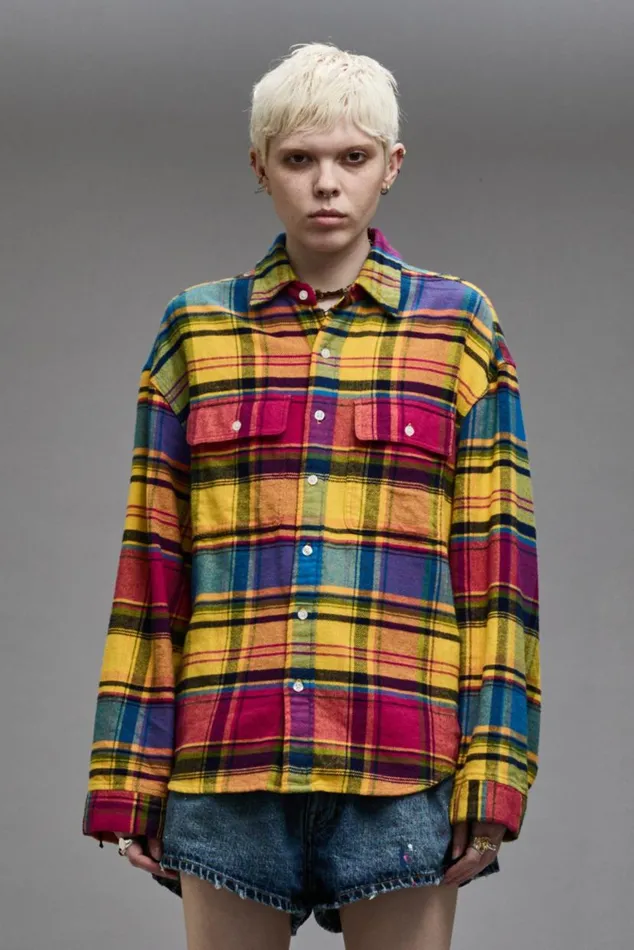 RELAXED WORKSHIRT 8211 RAINBOW PLAID Women R13 Tops
