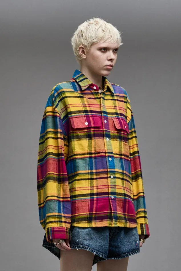 RELAXED WORKSHIRT 8211 RAINBOW PLAID Women R13 Tops