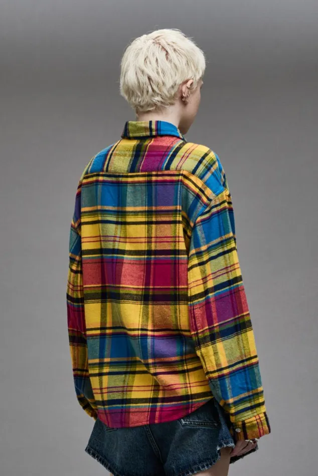RELAXED WORKSHIRT 8211 RAINBOW PLAID Women R13 Tops