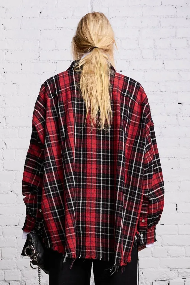 RELAXED WORKSHIRT 8211 RED AND BLACK Women R13 Tops