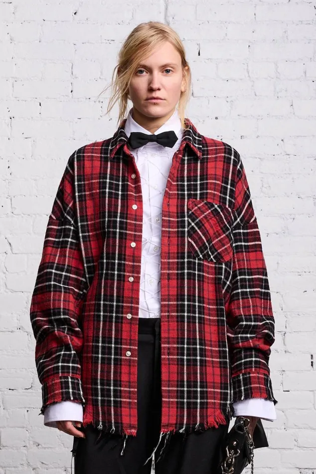 RELAXED WORKSHIRT 8211 RED AND BLACK Women R13 Tops