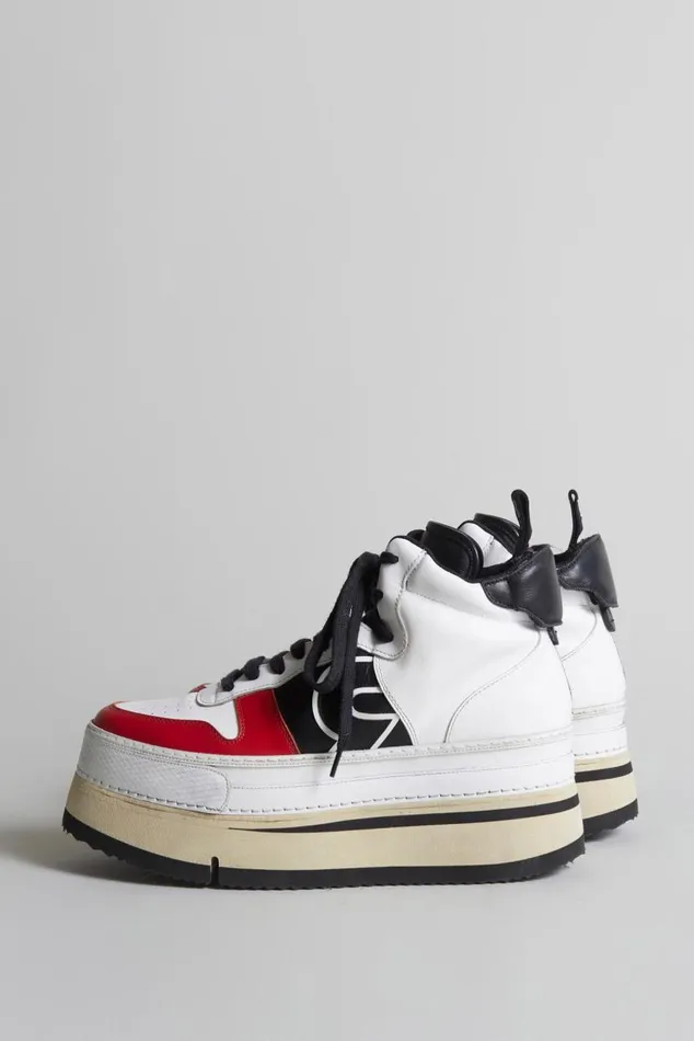 RIOT LEATHER HIGH TOP 8211 SKATE WHITE AND RED Women R13 Shoes