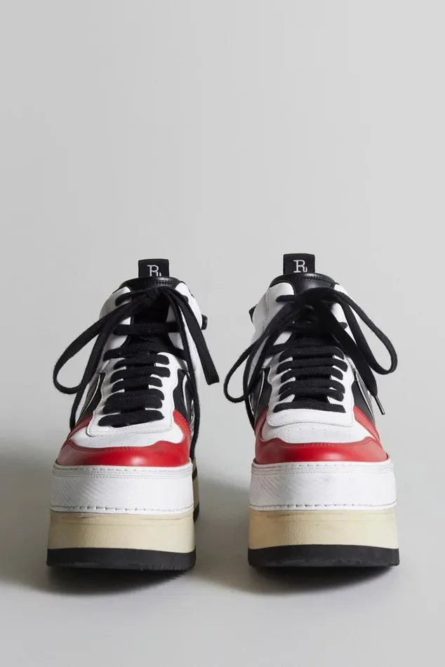 RIOT LEATHER HIGH TOP 8211 SKATE WHITE AND RED Women R13 Shoes