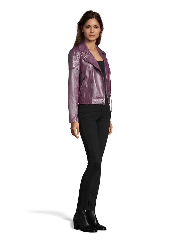 Robert Graham Jackets Women MONROE METALLIC LEATHER JACKET Magenta