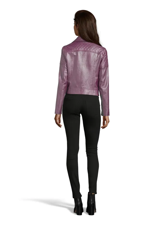Robert Graham Jackets Women MONROE METALLIC LEATHER JACKET Magenta