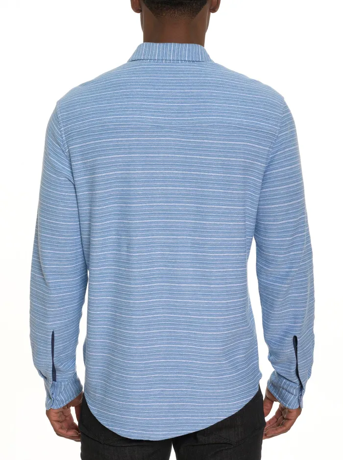 Robert Graham Long Sleeve Button Down Shirts Men ADLER LONG SLEEVE BUTTON FRONT KNIT SHIRT Light Blue