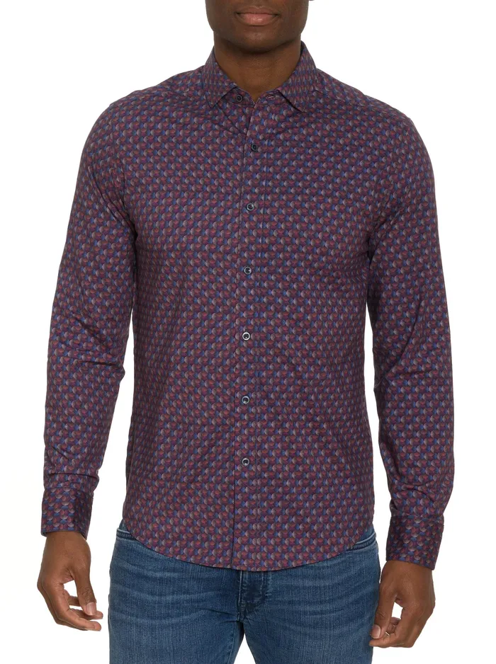 Robert Graham Long Sleeve Button Down Shirts Men BARRONE MOTION LONG SLEEVE KNIT BUTTON DOWN SHIRT Multi