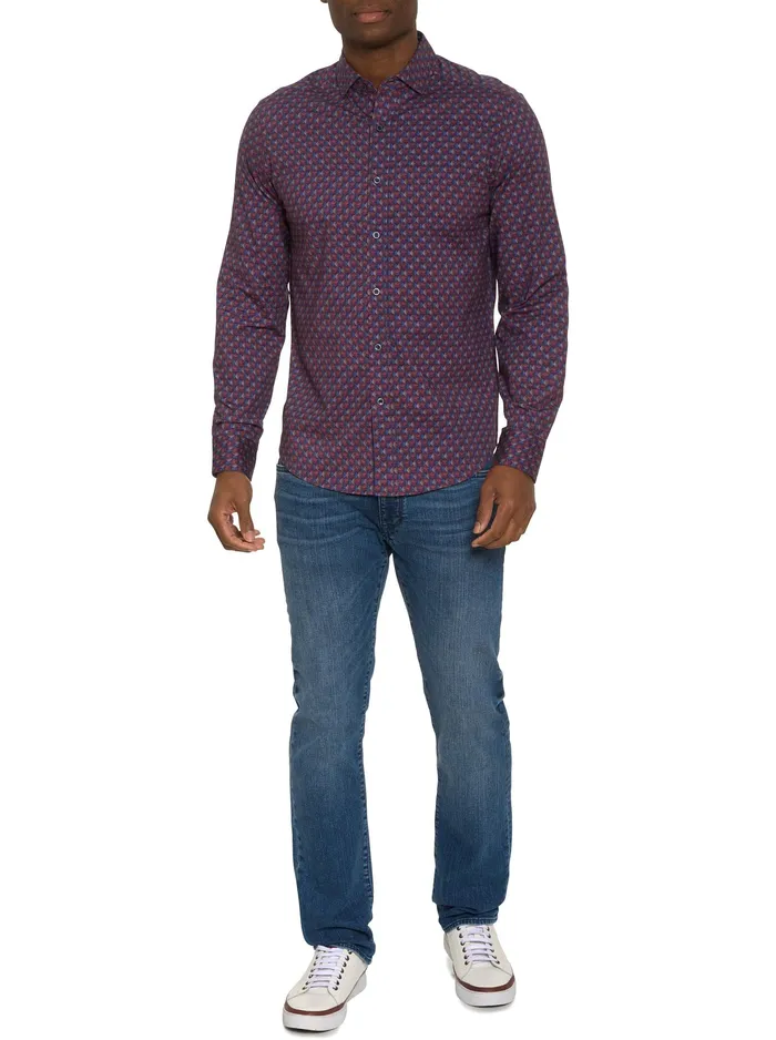 Robert Graham Long Sleeve Button Down Shirts Men BARRONE MOTION LONG SLEEVE KNIT BUTTON DOWN SHIRT Multi