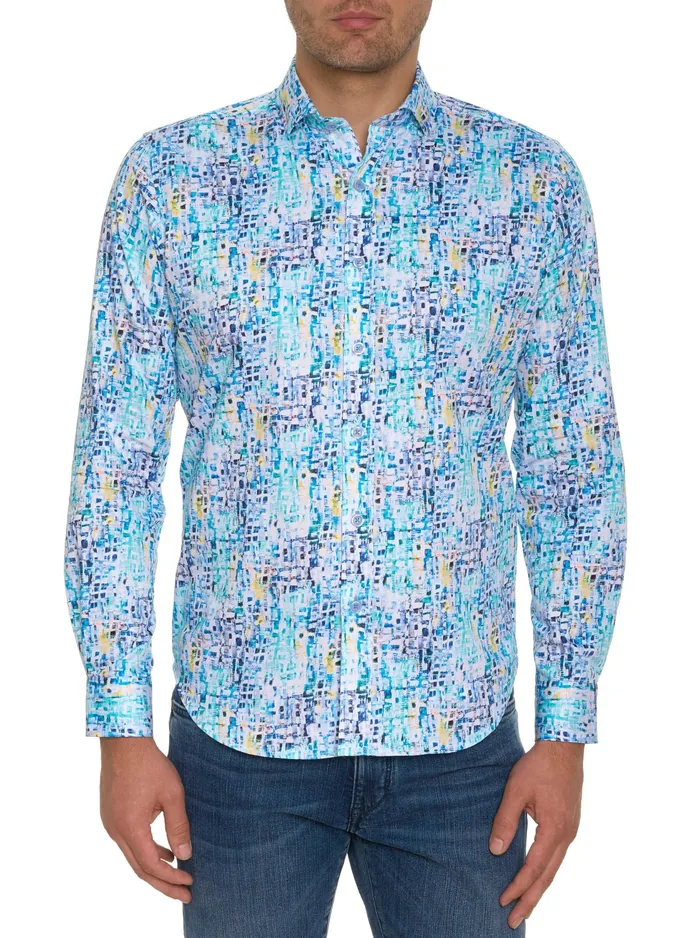 Robert Graham Long Sleeve Button Down Shirts Men BELMONT LONG SLEEVE BUTTON DOWN SHIRT Teal