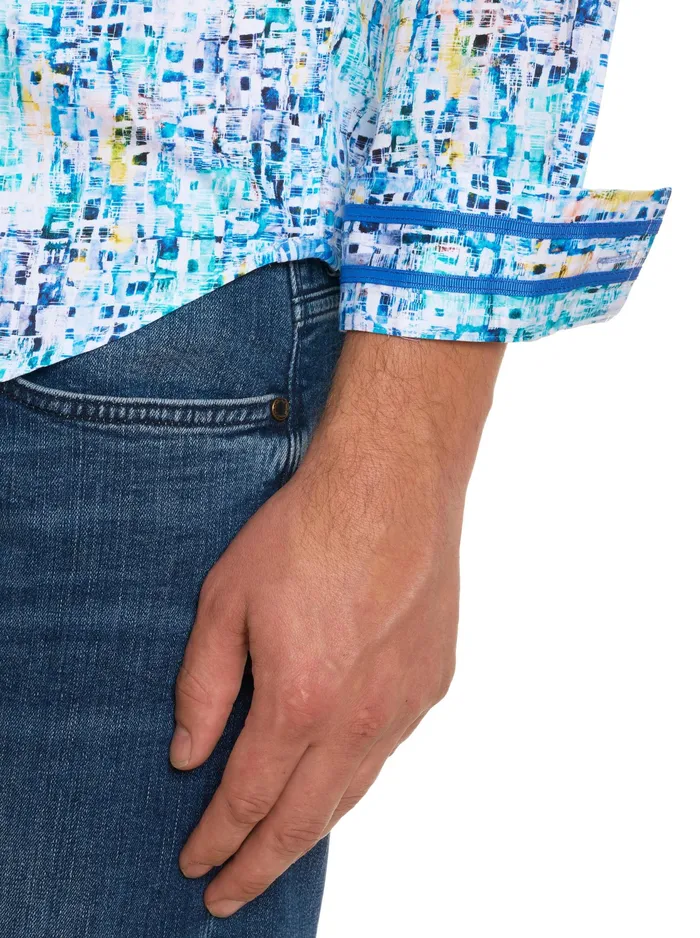 Robert Graham Long Sleeve Button Down Shirts Men BELMONT LONG SLEEVE BUTTON DOWN SHIRT Teal