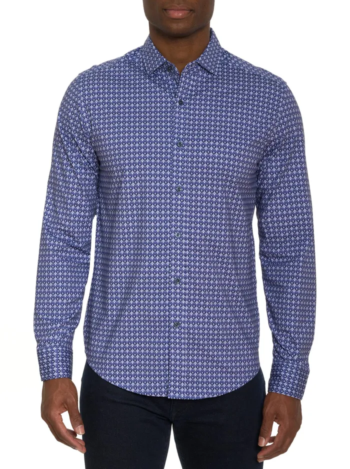 Robert Graham Long Sleeve Button Down Shirts Men BERNARDI MOTION LONG SLEEVE KNIT BUTTON DOWN SHIRT Blue Robert Graham Long Sleeve Button Down Shirts Men BERNARDI MOTION LONG SLEEVE KNIT BUTTON DOWN SHIRT Blue