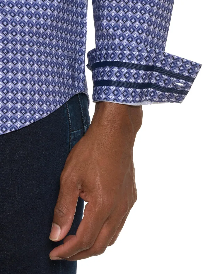 Robert Graham Long Sleeve Button Down Shirts Men BERNARDI MOTION LONG SLEEVE KNIT BUTTON DOWN SHIRT Blue