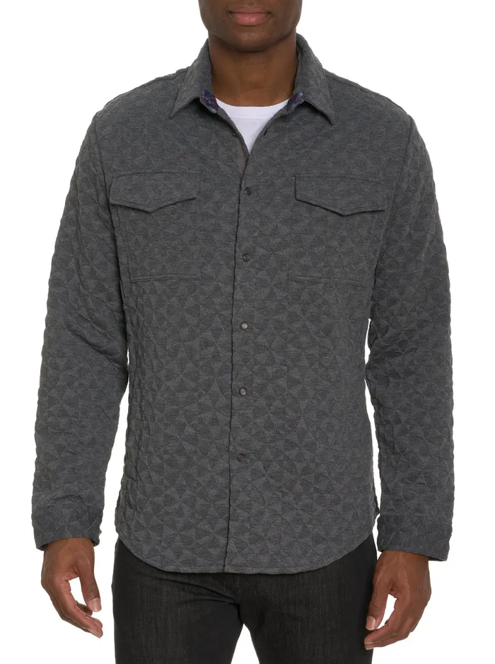 Robert Graham Long Sleeve Button Down Shirts Men BRENT SHIRT JACKET Grey