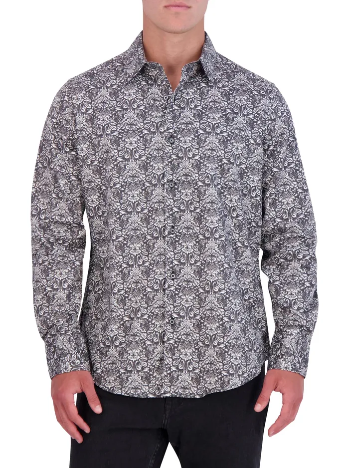 Robert Graham Long Sleeve Button Down Shirts Men DAWSON LONG SLEEVE BUTTON FRON SHIRT Black Robert Graham Long Sleeve Button Down Shirts Men DAWSON LONG SLEEVE BUTTON FRON SHIRT Black