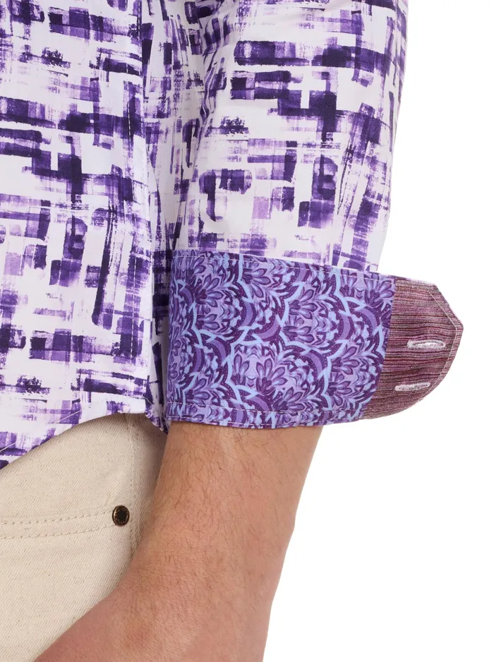 Robert Graham Long Sleeve Button Down Shirts Men DELUCA LONG SLEEVE BUTTON FRONT SHIRT Purple