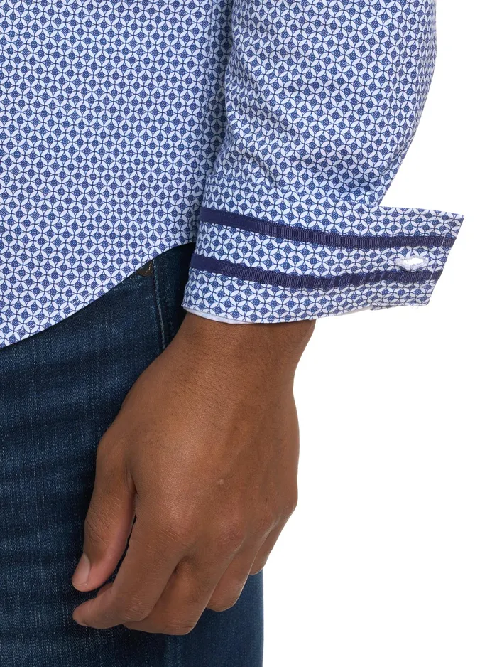 Robert Graham Long Sleeve Button Down Shirts Men GIRMAN LONG SLEEVE KNIT SHIRT Navy