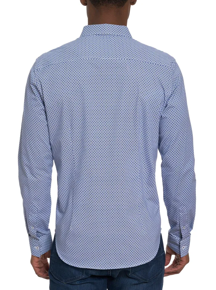 Robert Graham Long Sleeve Button Down Shirts Men GIRMAN LONG SLEEVE KNIT SHIRT Navy