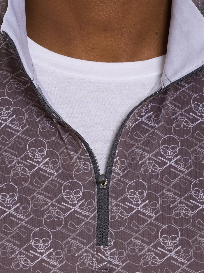 Robert Graham Long Sleeve Button Down Shirts Men IRON SKULL LONG SLEEVE KNIT SHIRT Grey