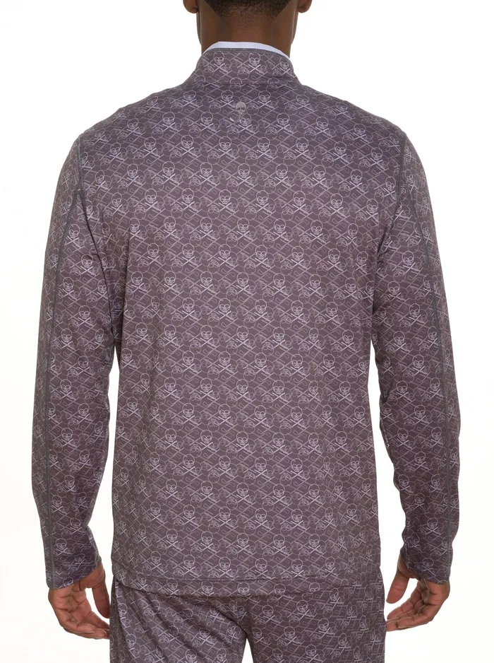 Robert Graham Long Sleeve Button Down Shirts Men IRON SKULL LONG SLEEVE KNIT SHIRT Grey