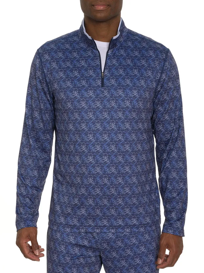 Robert Graham Long Sleeve Button Down Shirts Men IRON SKULL LONG SLEEVE KNIT SHIRT Grey