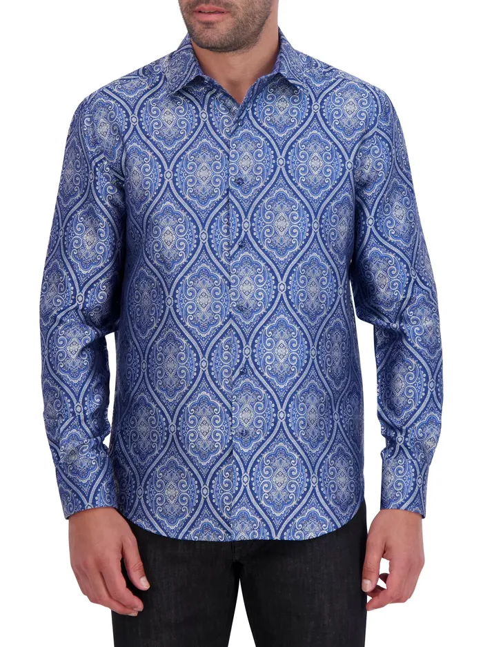 Robert Graham Long Sleeve Button Down Shirts Men LIMITED EDITION SOVEREIGNTY LONG SLEEVE BUTTON DOWN SHIRT Blue Robert Graham Long Sleeve Button Down Shirts Men LIMITED EDITION SOVEREIGNTY LONG SLEEVE BUTTON DOWN SHIRT Blue