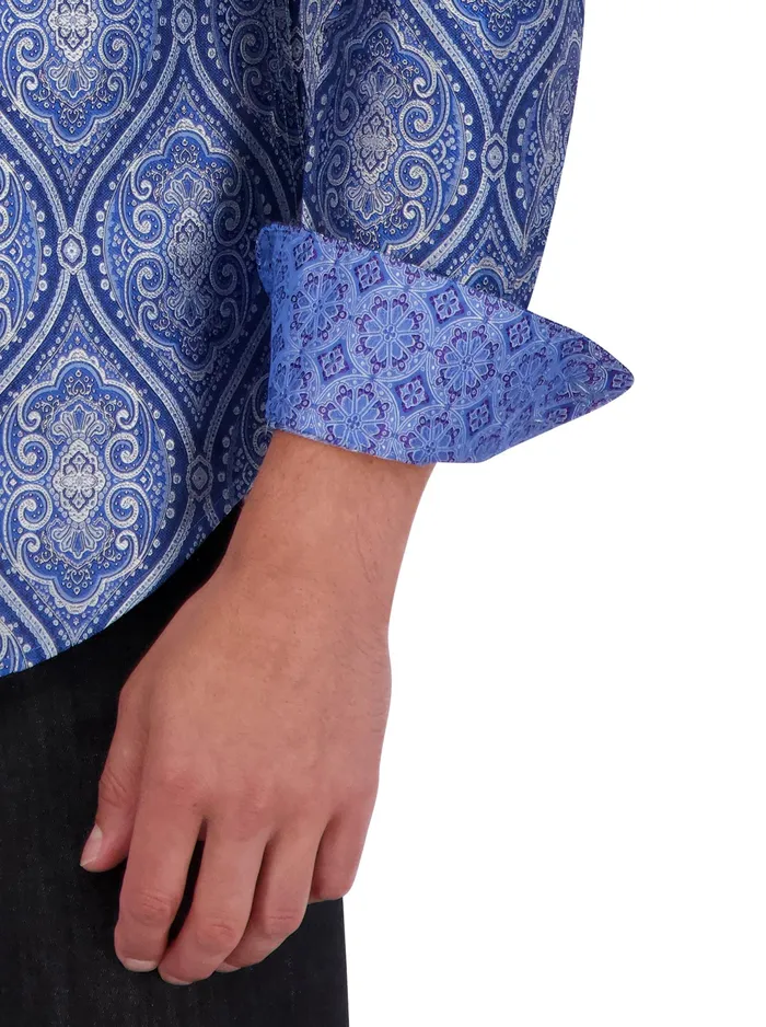Robert Graham Long Sleeve Button Down Shirts Men LIMITED EDITION SOVEREIGNTY LONG SLEEVE BUTTON DOWN SHIRT Blue