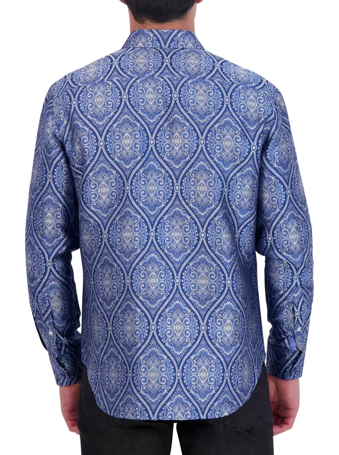 Robert Graham Long Sleeve Button Down Shirts Men LIMITED EDITION SOVEREIGNTY LONG SLEEVE BUTTON DOWN SHIRT Blue
